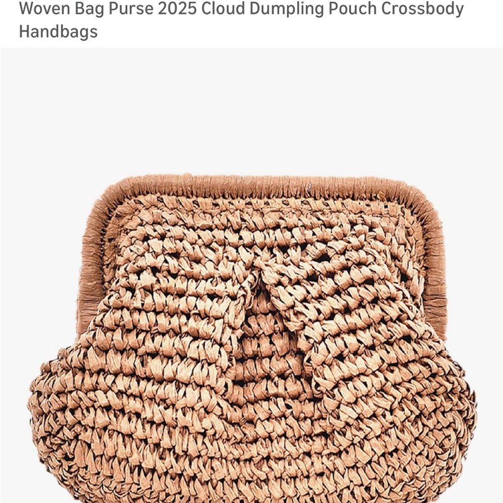 Woven “straw/raffia” style Crossbody Bag with gold tone chain strap